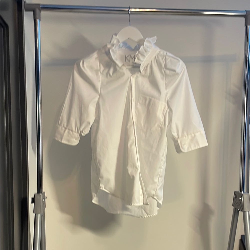 KMJ White Ruffle Collar Blouse